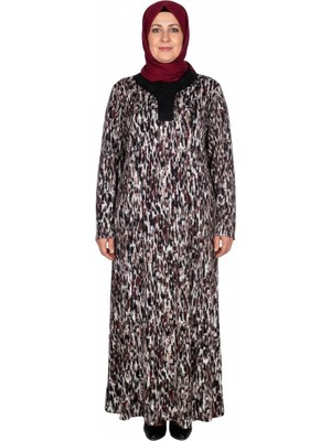 Hermevsim Hesna Kadın Minel Battal Beden Kuplu Boydan Siyah Elbise Desen 30