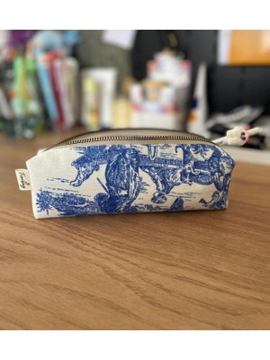 Fiorbag Vintage Desenli Astarlı Tek Bölmeli Kalemlik -El Yapımı