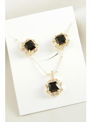Fantastik Store Kare Zirkon Taşlı Set Kolye