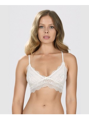 Intive Lingerie Dantelli Kaplı Balensiz Ayarlanabilir Askılı Üçgen Kesim Transparan Bralet (Lacivert, Ekru, Bordo)