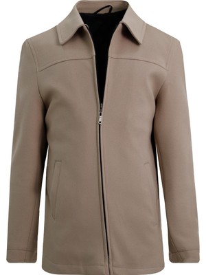 Uki Açık Bej Kaşe Mont