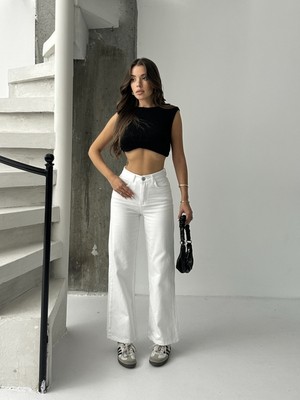 Blue Marlin Kadın Yüksek Bel Keten Boyfriend Bol Paça