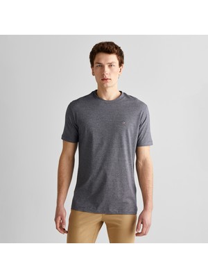 Gant Erkek Lacivert Regular Fit Bisiklet Yaka Çizgili T-Shirt