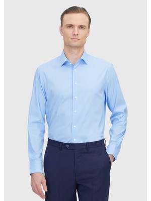 Ramsey Açık Mavi Regular Fit Dokuma Klasik Pamuk Karışımlı Gömlek