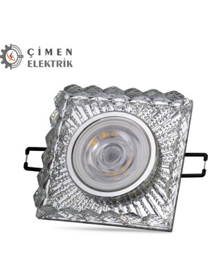 MCM Group Noas YL65 1737 Selen LED Çerçeveli 4000K Kare Kristal Cam Spot Kasa - Priz ve Anahtar Için Uyumlu Çerçeve