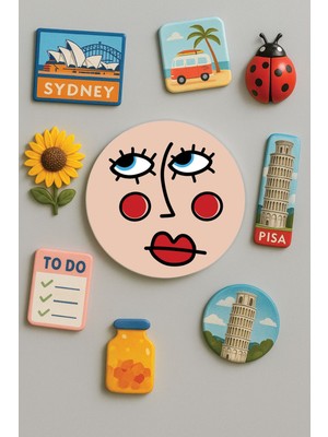 Nurdic Modern ve Dekoratif Yuvarlak Buzdolabı Magneti Magnet Büyük Boy 10X10 cm - Güzellik