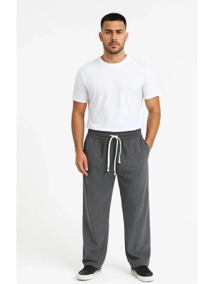 Silerra Erkek Fitilli Kadife Cepli Buggy Pantolon Oversize Rahat Kalıp - Füme