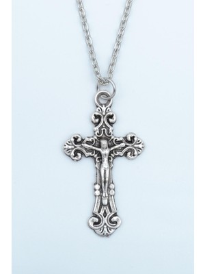 IDR Hz. İsa Haç Gümüş Kaplama Düz Zincir Kolye