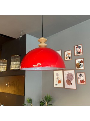 Bamyum Linate Kırmızı Q Kafa Başlık Avize Tekli Sarkıt Salon Kuaför Dekoratif Aydınlatma