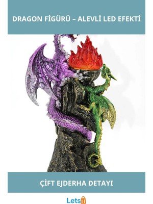 Letsii Polyester Dragon Tasarımlı LED Ejderha Biblosu
