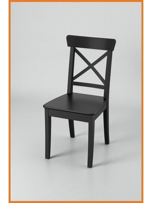 Alony Home Ahşap Sandalye Masif Ağaç Oturma Zemini Kalın Sağlam Iskelet Yemek ve Mutfak Masası 91 cm Siyah