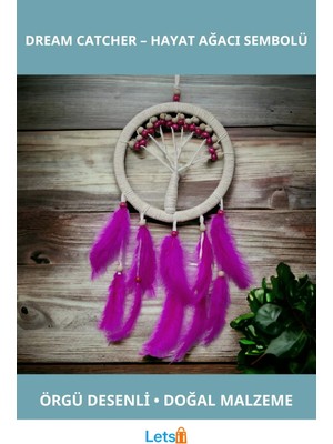 Letsii Rüya Kovan Hayat Ağacı Dream Catcher 57 cm Uzunluk 22 cm En