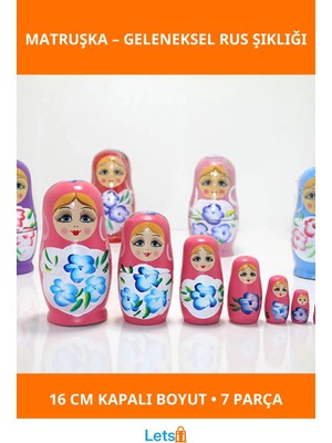Letsii El Boyaması Ahşap 7'li Matruşka Figür Seti
