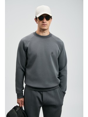 Lufian Erkek Grant Sweatshirt 112030179 Koyu Gri