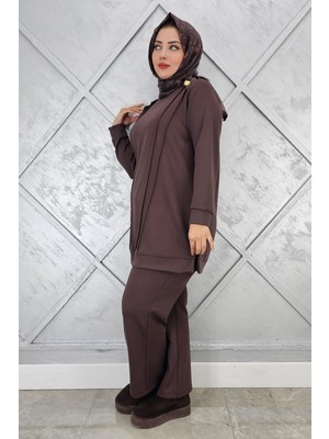 Pys Giyim Kadın Düğme Detaylı Nervür Dikim Tesettür Takım