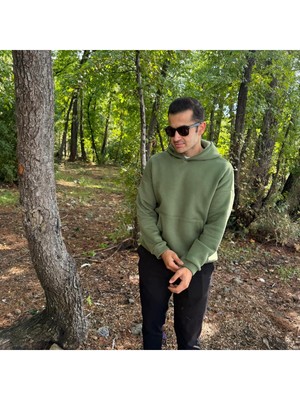 My Butik Erkek 3 Iplik Basic Oversize Kanguru Cepli Kapüşonlu Sweatshirt
