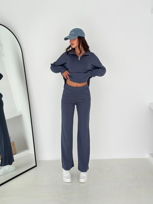 Zula Moda Kadın Fermuarlı Rahat Kesim 2'li Eşofman Takımı - Günlük ve Şık Kombin