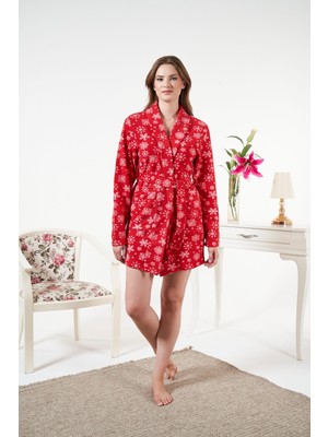 Relax Mode Kadın Kar Tanesi Desenli Polar Sabahlık - 23352R