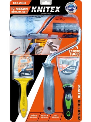 MiraLive 3pcs  Nalbur - Boyacı Set  Spatula - Kestirme Fırça - Boya Rulo 20CM (K95)