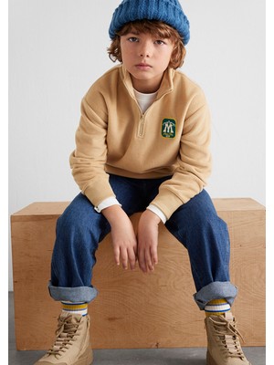 Mavi Yarı Fermuarlı Bej Polar Sweatshirt 6S10153-83859