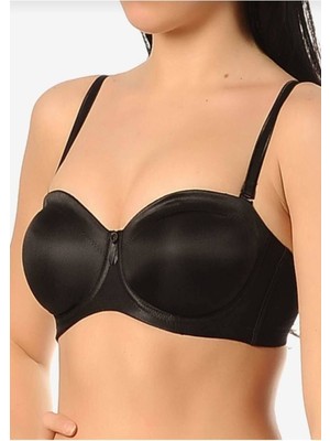 Yeni İnci Kadın Siyah Çıkartılabilir Askılı Straplez Toparlayıcı Sütyen B/c Cup 1680