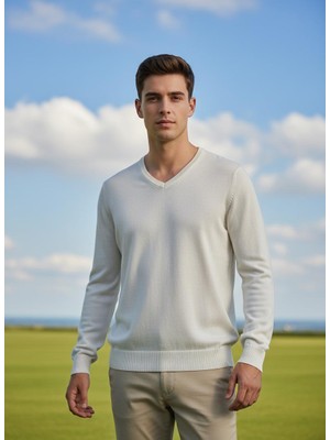 Erkek V Yaka Kaşmir Light Regular Fit Triko Kazak