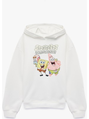 Koton Sponge Bob Baskılı Uzun Kollu Lisanslı Kapşonlu Sweatshirt