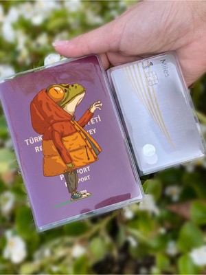 Nurdic Ikonik Kurbağa Desenli Universal Şeffaf Pasaport Kılıfı Model Tüm Ülke Pasaportlarına Uygun