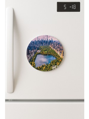 Nurdic Desenli Temalı Yuvarlak Buzdolabı Magnet – 10X10 cm Central Park
