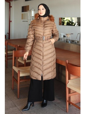 Kapşonlu Şişme Mont Taba 6155