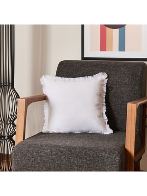 Matmel Soft Ethnic Saçak Detaylı Kırlent - Beyaz - 40X40 cm