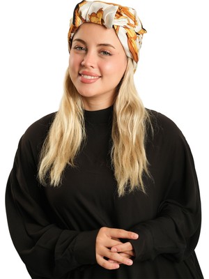 Hürrem Bone Siyah Pratik Hazır Geçmeli Tesettür Bone Ipek Desenli 2410_01