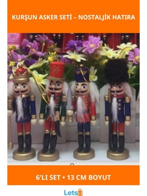 Letsii Ahşap Dekoratif Kurşun Asker Figürleri 13CM 6'lı Set