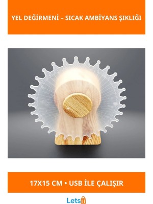 Letsii Dekoratif Işıklı Yel Değirmeni 17X15 cm USB Aydınlatma