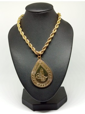 Kalın Burgu Zincirli Tuğralı Kolye