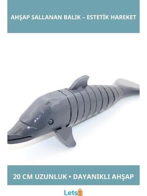 Letsii Doğal Ahşap Sallanan Balık 20CM Dekoratif Aksesuar
