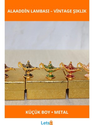 Letsii Mineli Metal Alaaddin Lambası Vintage Dekoratif Objeler