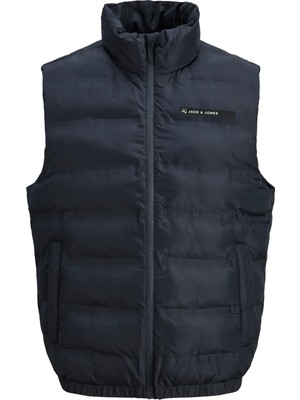 Jack & Jones Erkek Lacivert Dik Yaka Fermuarlı Yelek Regular Fit Günlük Stil Konforlu Tasarım 12286689