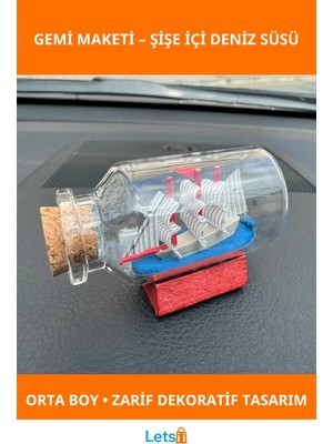 Letsii Orta Boy Şişe Içerisinde Dekoratif Gemi Maketi
