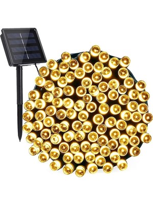 TeknoClass Güneş Enerjili Solar 100 Ledli 12 Metre Gün Işığı Bahçe Aydınlatma Dekorasyon Güneş LED Sarı Işık