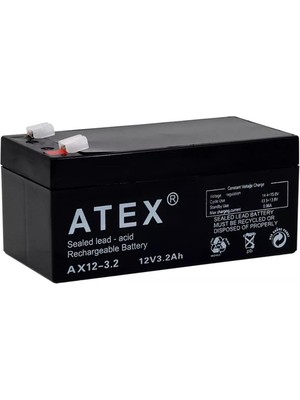 Atex AX12-3.2 12 Volt - 3.2 Amper Bakımsız Kuru Akü