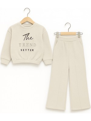 Monox Kız Çocuk Trend Nakışlı Tarz Fitilli Polar Takım