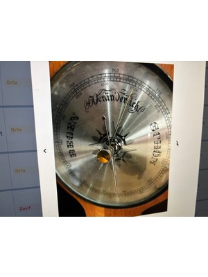 TT Alman Regen Schön Marka Ahşap Kaidesinde Derece ve Barometre 45 cm Yüksekliğinde