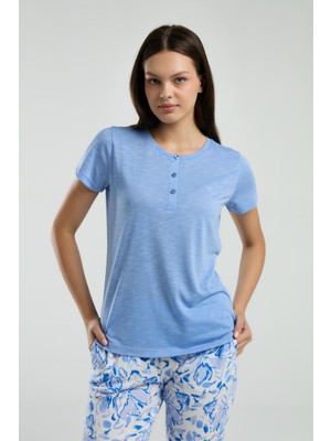 Arnetta Kadın Büyük Beden Pijama Takım, Kısakol, Düğmeli Yaka, Cepli