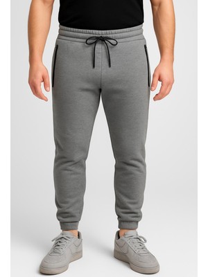 Axxel Erkek Gri Melanj Eşofman ALTI 3 İplik Şardonlu-P2118