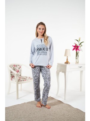 Relax Mode Kadın Gri Penye Pijama Takımı - 25172R