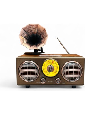 Nostaljik Gramafon Görünüm Radyo,şık Tasarım Ahşap Trend Nostalji Radyo