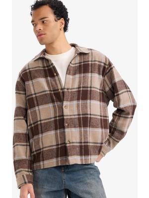 DeFacto Boxy Fit Kareli Flanel Uzun Kollu Gömlek G4744AX25WN