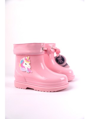 Igor Bımbı Unicorn Pembe Renk Kız Çocuk Yağmur Çizmesi PVC Düz Topuklu Tam Kalıp