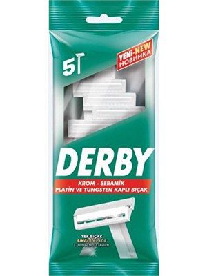 2 Adet  Derby Tek Bıçaklı 5li Poşet Tıraş Bıcagı
